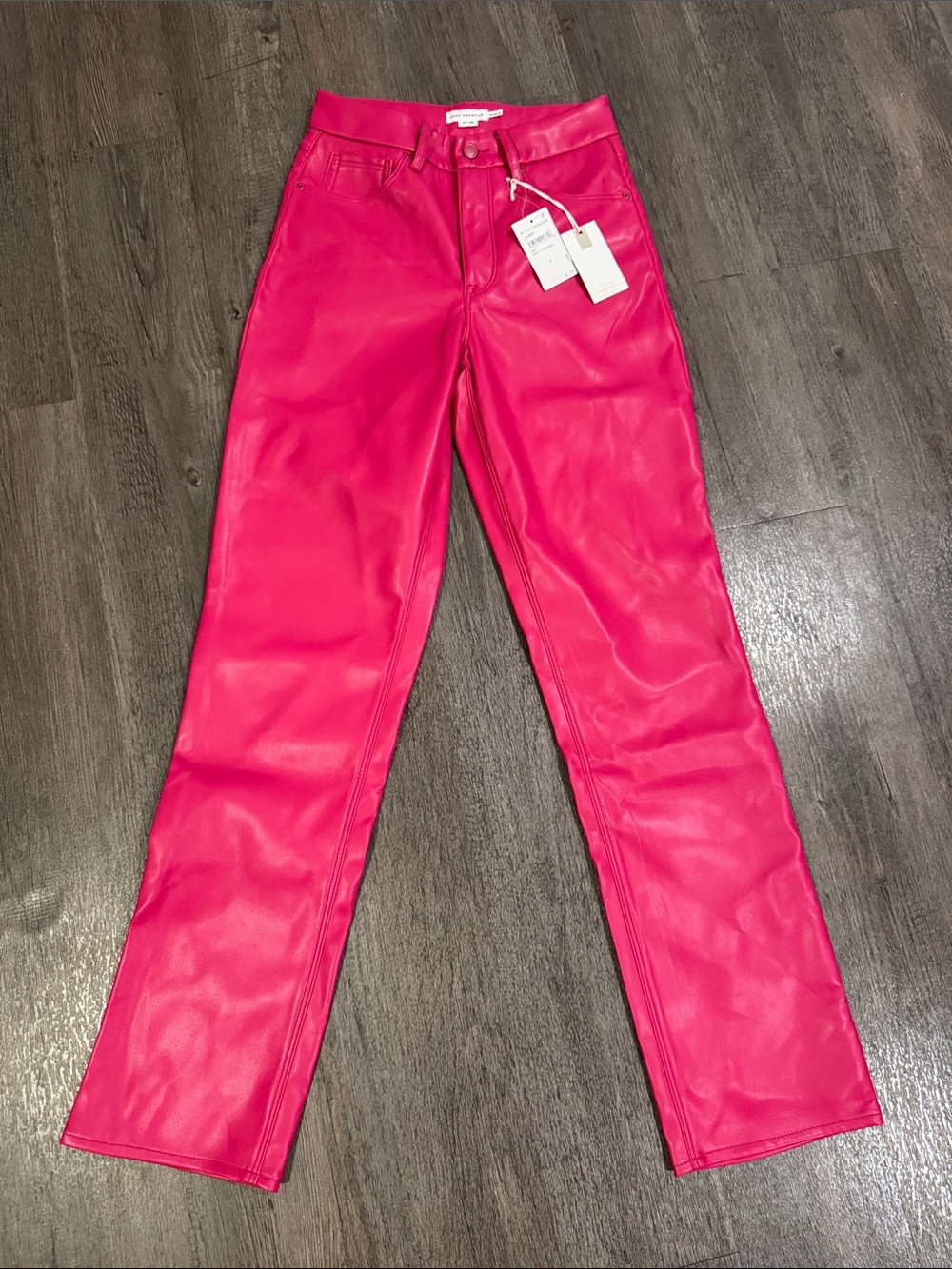 Good American Pink Faux Leather Pants